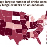 The average largest number of drinks consumed by binge drinkers on an occasion in the US in 2010. - CDC (via Wiki)