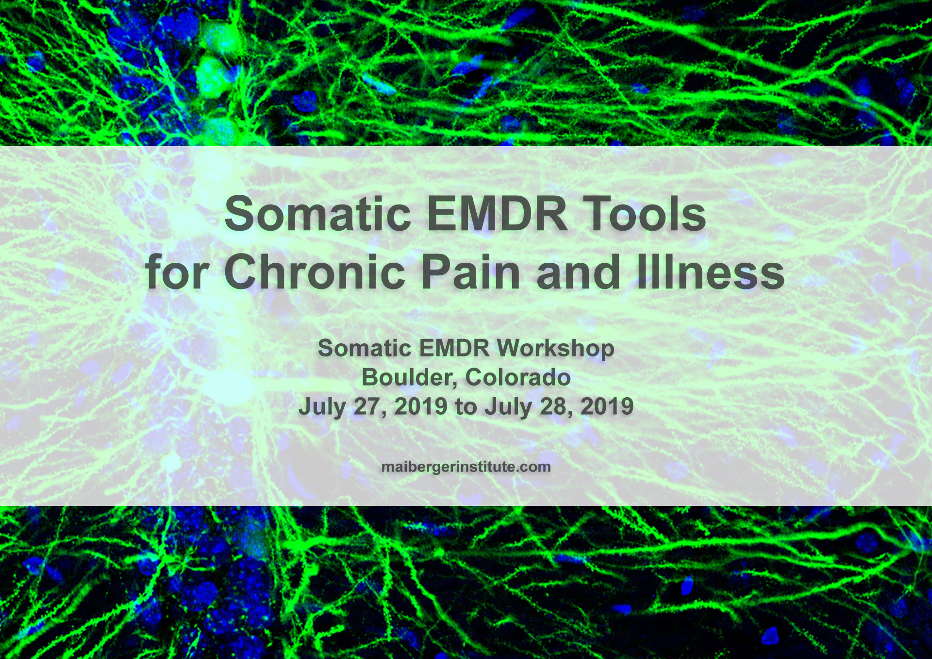 Somatic EMDR Tools for Chronic Pain and Illness - Somatic EMDR Workshop in Boulder, Colorado - July 27-28, 2019